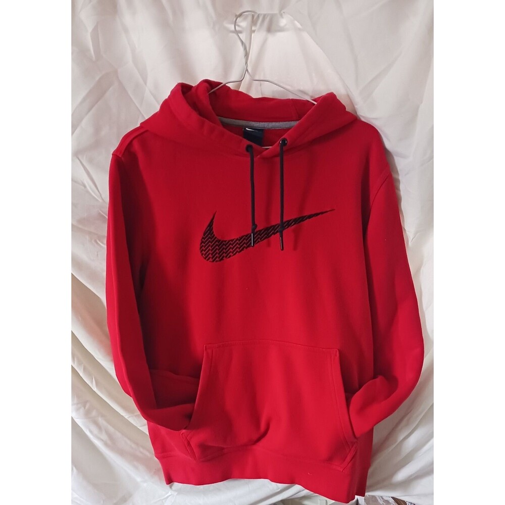 Nike Men’s Medium Red Dri-FIT Pullover Hoodie Long Sleeve Logo Sweatshirt